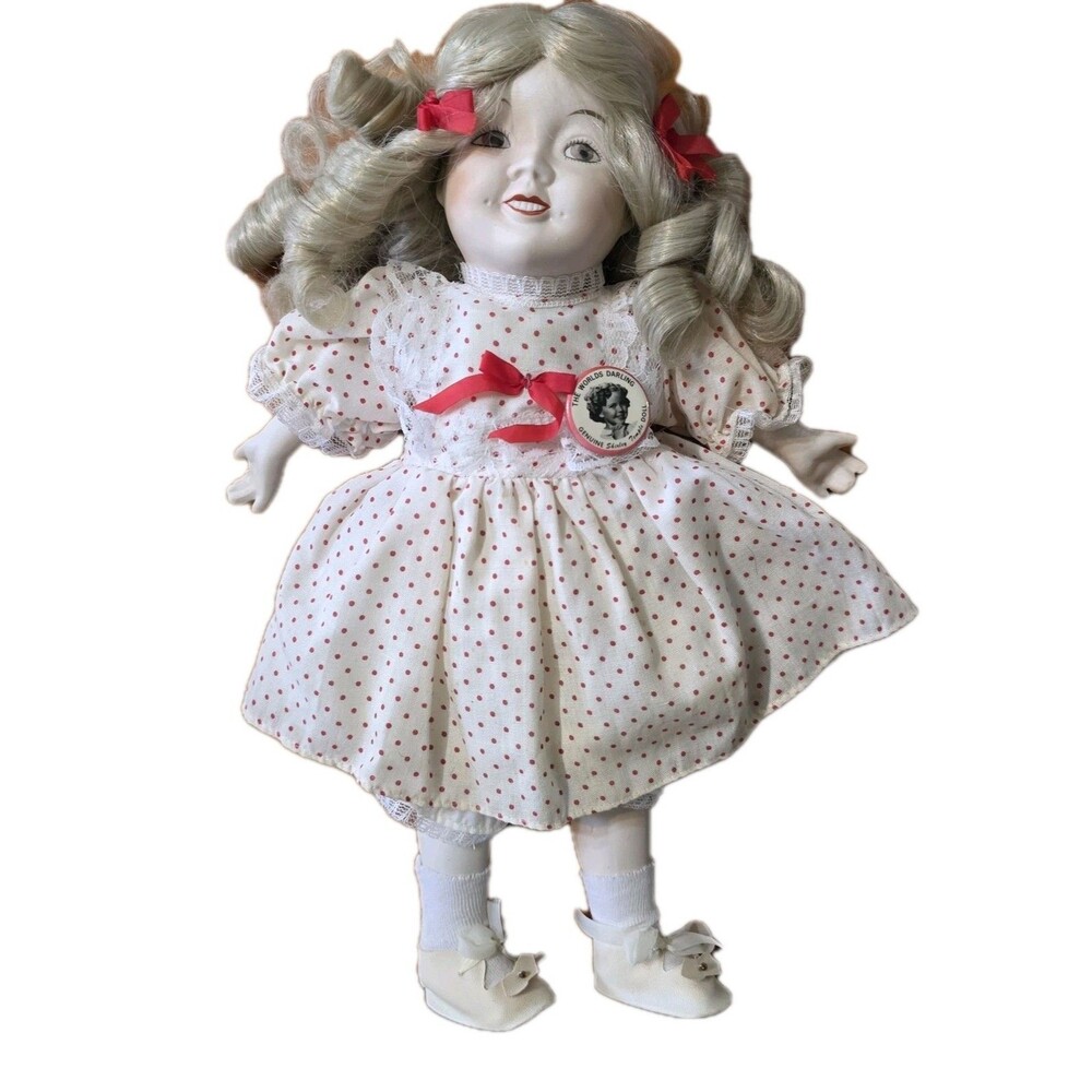 Vintage Genuine Shirley Temple Porcelain Doll The World's Darling With Pin